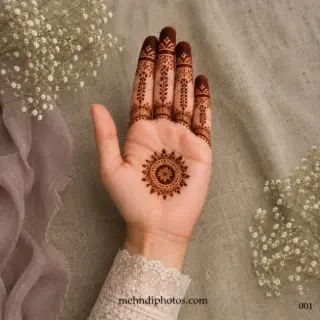 Simple Finger Mehndi Design 001 | Elegant Tikki Palm Henna Design